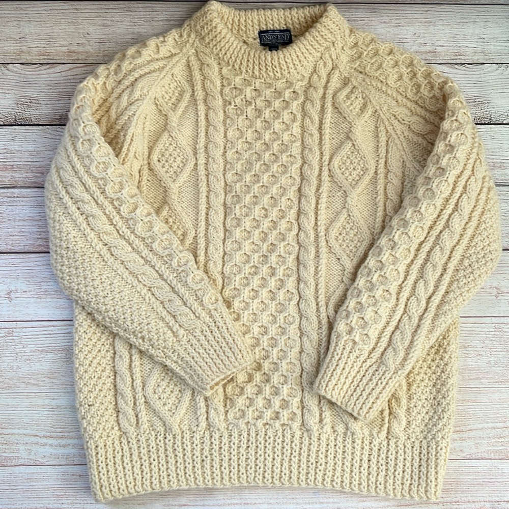 Lands End Chunky Wool Fisherman’s Sweater Ireland